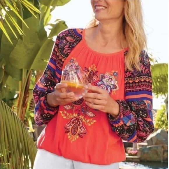 Soft Surrounding Blame Rio Floral Embroidered Boho Blouse Top sz M NWOT - Picture 9 of 9